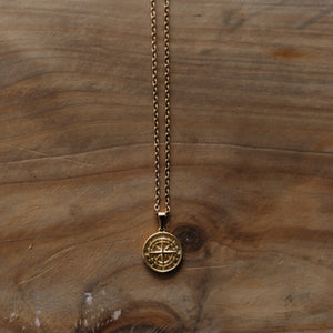 Gold compass necklace