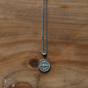 Silver compass necklace