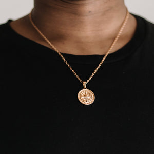 Gold compass necklace