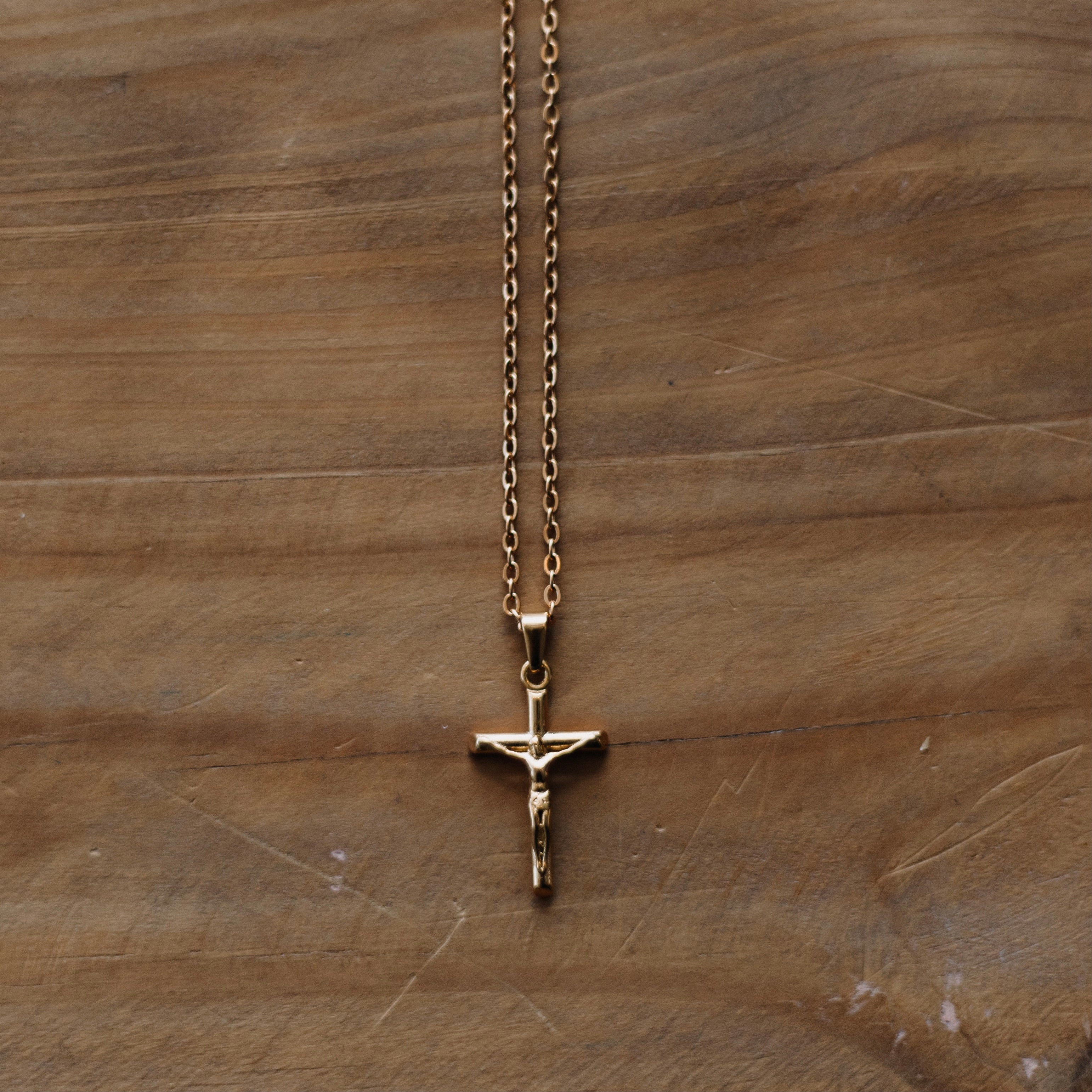 Gold crucifix necklace