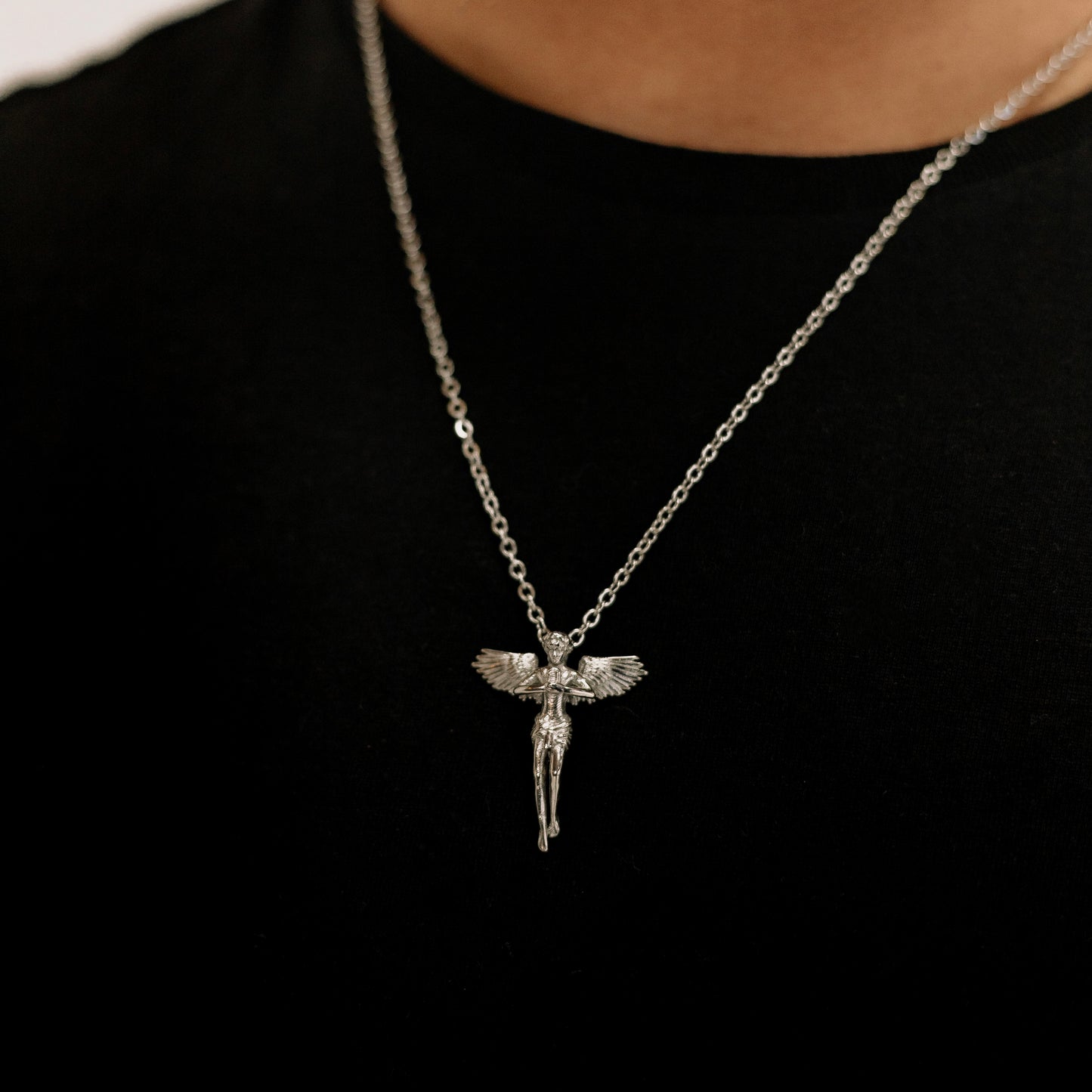 Silver Guardian Angel Necklace