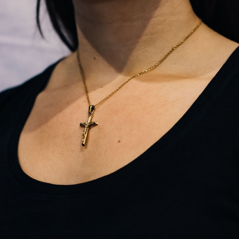 Gold crucifix necklace