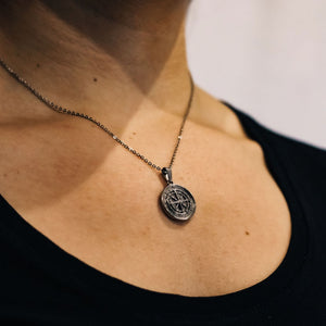 Silver compass necklace