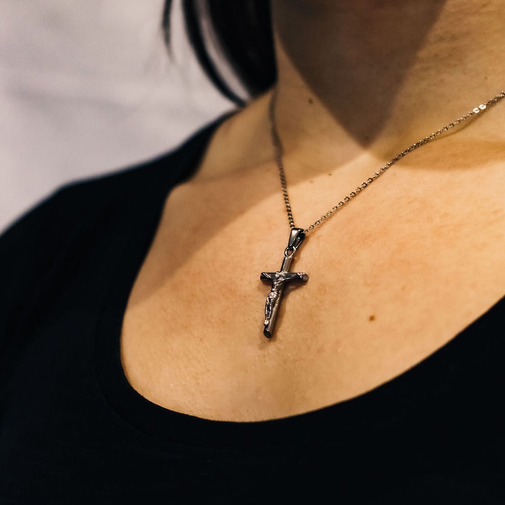 Silver crucifix necklace