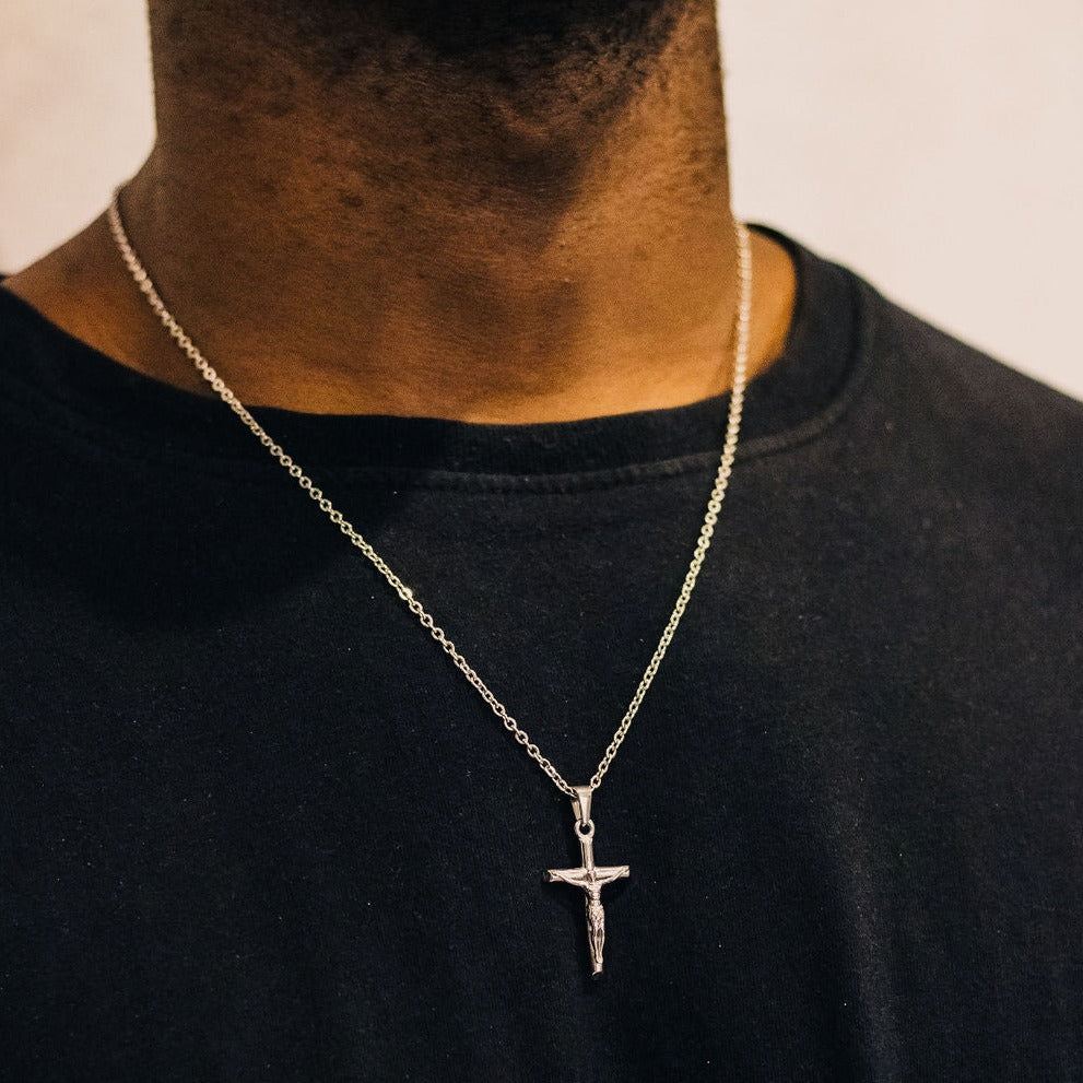 Silver crucifix necklace